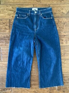 PAIGE Jeans Womens 26 Clarice Culotte Crop Raw Hem Santana High Rise Wide Leg